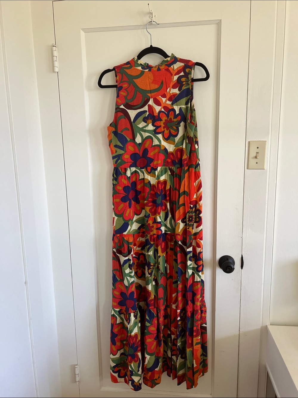 Colorful Floral Maxi Dress - Bold Orange & Multi - Picture 4 of 4